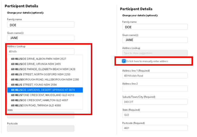 Screenshot of Participant Portal